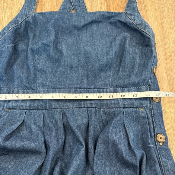 Gap Apron Denim Midi Dress Women’s 8 Tall Blue Buttons Pockets Feminine Cottage - Picture 10 of 14